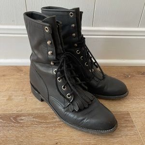 Amazing vintage Justin roper lace up boots. Sz 6